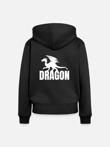 Dragon Typography - Frauen Premium Bio Zip Hoodie - Schwarz