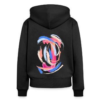Buchstabe "J" - Frauen Premium Bio Zip Hoodie - Schwarz - Hinten - Julia (174cm)