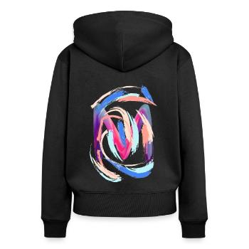 Buchstabe "M" - Frauen Premium Bio Zip Hoodie - Schwarz - Hinten - Julia (174cm)