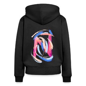 Buchstabe "N" - Frauen Premium Bio Zip Hoodie - Schwarz - Hinten - Julia (174cm)