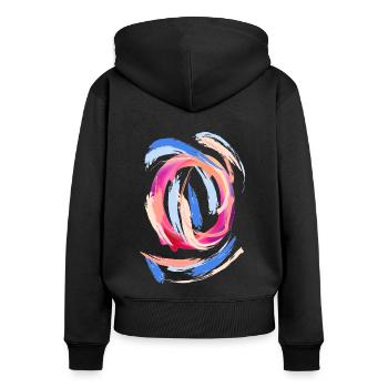 Buchstabe "O" - Frauen Premium Bio Zip Hoodie - Schwarz - Hinten - Julia (174cm)