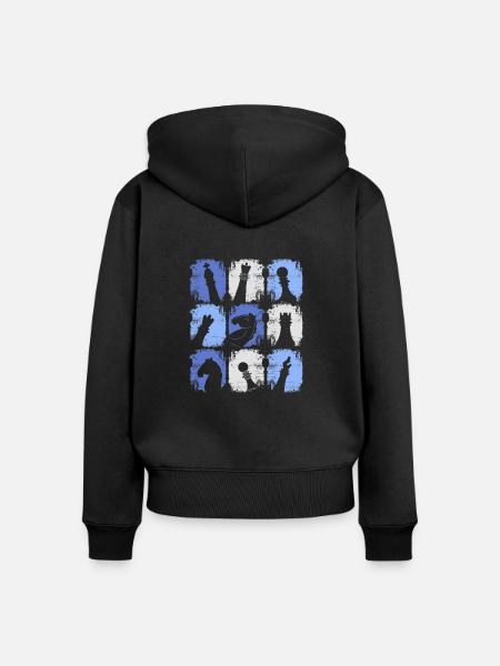 Schachfiguren Retro - Frauen Premium Bio Zip Hoodie - Schwarz