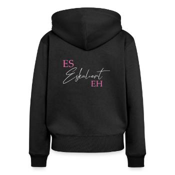 Es Eskaliert Eh - Frauen Premium Bio Zip Hoodie - Schwarz - Hinten - Julia (174cm)