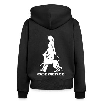 449 Doberman obéissance, femme - Sweat à capuche zippé Premium bio Femme - noir - Dos - Julia (174cm)