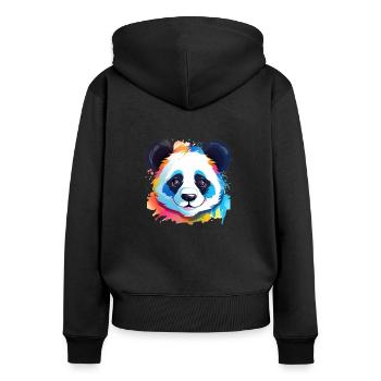 Monsieur Panda - Sweat à capuche zippé Premium bio Femme - noir - Dos - Julia (174cm)