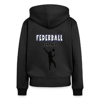 Federball Rentner Federballer Rente Badminton - Frauen Premium Bio Zip Hoodie - Schwarz - Hinten - Julia (174cm)
