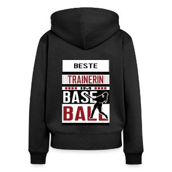 Baseball Trainerin Beste Baseballtrainerin Team - Frauen Premium Bio Zip Hoodie - Schwarz - Hinten - Julia (174cm)