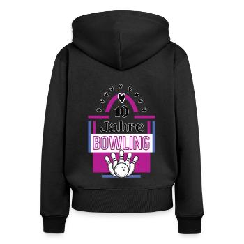 10 Jahre Bowling Jubiläum Bowlingspielerin 10th - Frauen Premium Bio Zip Hoodie - Schwarz - Hinten - Julia (174cm)