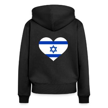Israel - Frauen Premium Bio Zip Hoodie - Schwarz - Hinten - Julia (174cm)