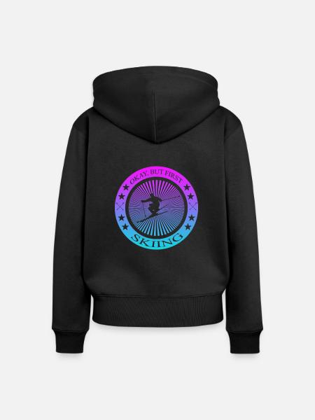 Skiing - Frauen Premium Bio Zip Hoodie - Schwarz