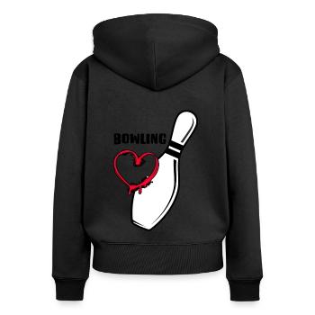 bowling strike bowlingbahn bowling-love - Frauen Premium Bio Zip Hoodie - Schwarz - Hinten - Julia (174cm)