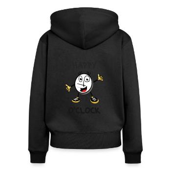 Es ist Zeit glückliche zu sein - Frauen Premium Bio Zip Hoodie - Schwarz - Hinten - Julia (174cm)