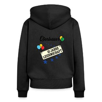 Ofenbauer Jubiläum 10 Jahre 10. jähriges Jubi 10th - Frauen Premium Bio Zip Hoodie - Schwarz - Hinten - Julia (174cm)