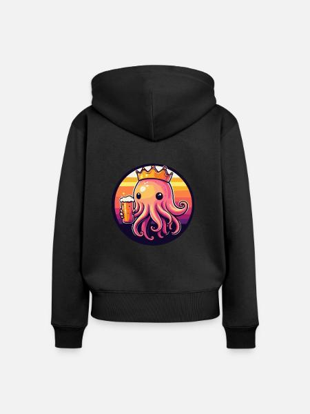 Qualle Bier - Frauen Premium Bio Zip Hoodie - Schwarz