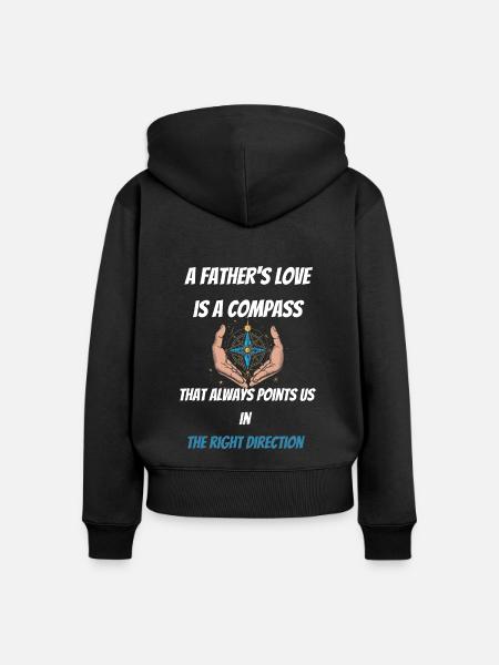 Vaters Liebe ist ein Kompass - Frauen Premium Bio Zip Hoodie - Schwarz