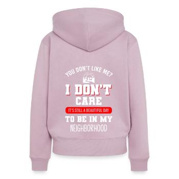 Neighbor Friendship Apartment Alcohol - Women's Premium Organic Zip Hoodie - dusky pink - Back - Julia (174cm)