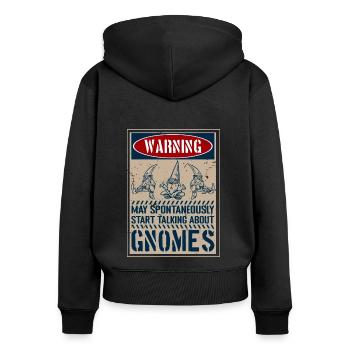 Zwerge Gartenzwerg - Frauen Premium Bio Zip Hoodie - Schwarz - Hinten - Julia (174cm)
