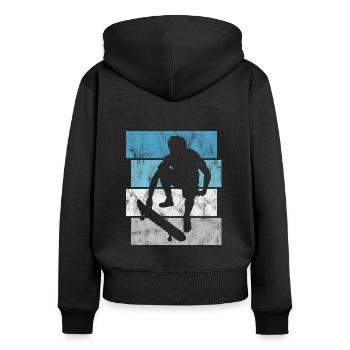 Skateboarder Skateboard Skater Skate Skateing - Frauen Premium Bio Zip Hoodie - Schwarz - Hinten - Julia (174cm)
