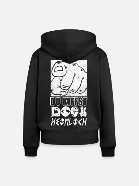 Du Kiffst doch Heimlich - Frauen Premium Bio Zip Hoodie - Schwarz