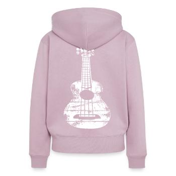 Croquis de ukulélé - Sweat à capuche zippé Premium bio Femme - rose poudré - Dos - Julia (174cm)