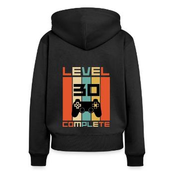 Niveau 30 Complet 30th Birthday Retro Gaming - Sweat à capuche zippé Premium bio Femme - noir - Dos - Julia (174cm)
