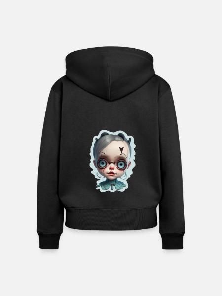 Horror Puppe Halloween - Frauen Premium Bio Zip Hoodie - Schwarz