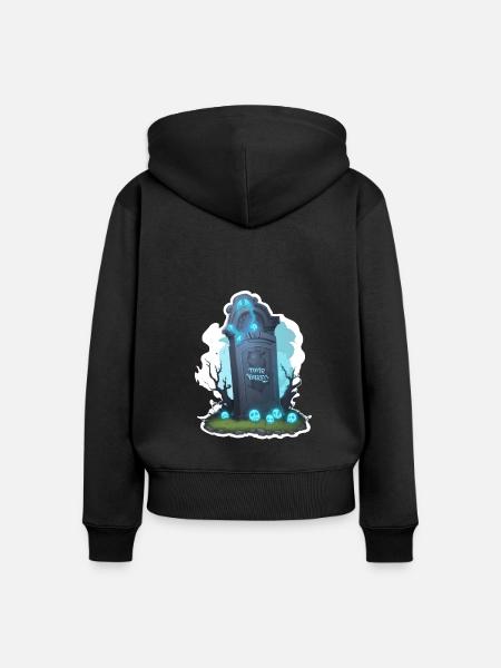 Halloween Grabstein - Frauen Premium Bio Zip Hoodie - Schwarz