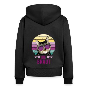Braut Katze Tiger JGA Junggesellinnenabschied 1 - Frauen Premium Bio Zip Hoodie - Schwarz - Hinten - Julia (174cm)
