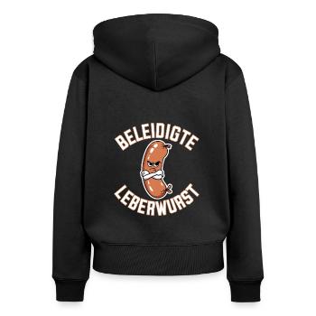 Funny Offended Liverwurst Illustration - Women's Premium Organic Zip Hoodie - black - Back - Julia (174cm)
