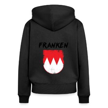 Armoiries cadeau français dialecte Français Design - Sweat à capuche zippé Premium bio Femme - noir - Dos - Julia (174cm)