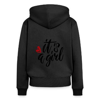 its Girl ist ein Mädchen Schwangerschaft Pregnant - Frauen Premium Bio Zip Hoodie - Schwarz - Hinten - Julia (174cm)
