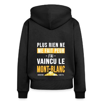 randonnée alpinisme Mont Blanc Humour alpiniste - Sweat à capuche zippé Premium bio Femme - noir - Dos - Julia (174cm)