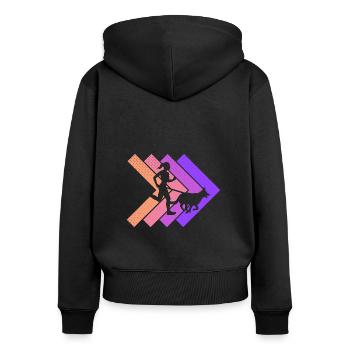 Canicross Läuferin Geländelauf Canicross Retro - Frauen Premium Bio Zip Hoodie - Schwarz - Hinten - Julia (174cm)