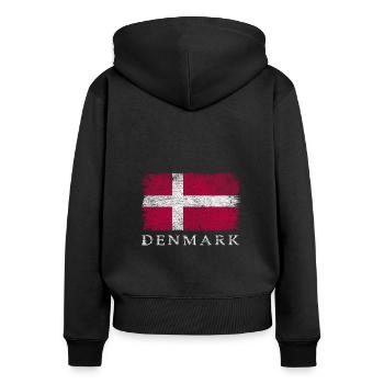 Dänemark Dänische Flagge Dänemarkflagge - Frauen Premium Bio Zip Hoodie - Schwarz - Hinten - Julia (174cm)