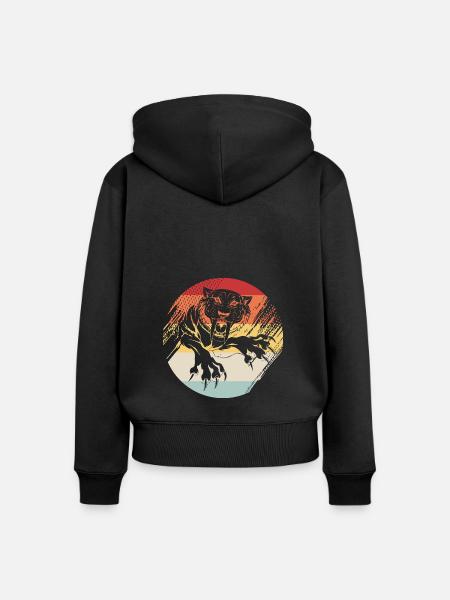 Säbelzahntiger - Frauen Premium Bio Zip Hoodie - Schwarz