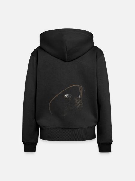 Mops mit Mütze - Frauen Premium Bio Zip Hoodie - Schwarz