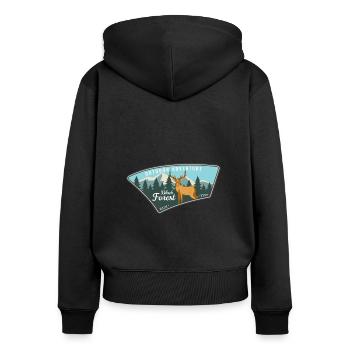 Aventure en plein air - Sweat à capuche zippé Premium bio Femme - noir - Dos - Julia (174cm)