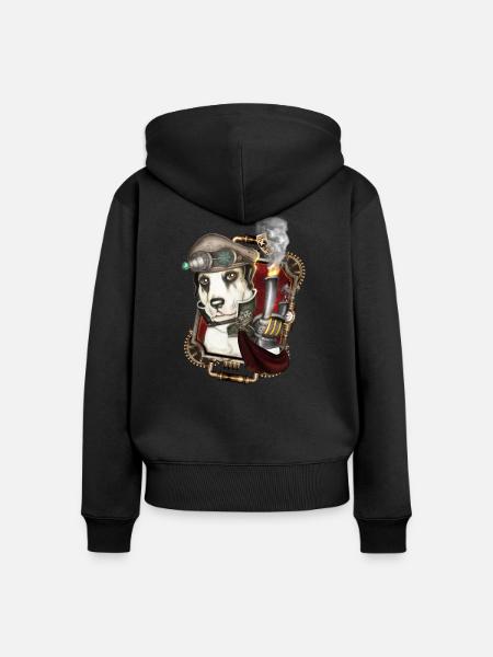 Steampunk Hund # 1 - Frauen Premium Bio Zip Hoodie - Schwarz