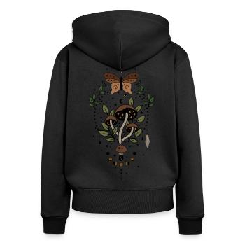 Champignon magique de la nature - Sweat à capuche zippé Premium bio Femme - noir - Dos - Julia (174cm)