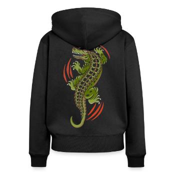 Aligator Krokodil Reptil - Frauen Premium Bio Zip Hoodie - Schwarz - Hinten - Julia (174cm)