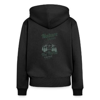 La nature est ma religion cadeau randonnée tshirt forêt - Sweat à capuche zippé Premium bio Femme - noir - Dos - Julia (174cm)