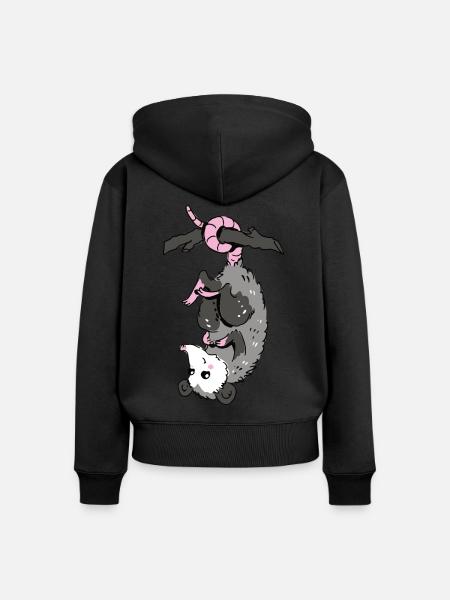 Opossum - Frauen Premium Bio Zip Hoodie - Schwarz
