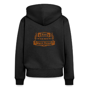 Le rhum est mon esprit Animal Rustic Brown - Sweat à capuche zippé Premium bio Femme - noir - Dos - Julia (174cm)
