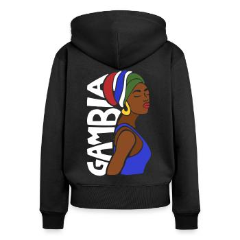 Gambie - Sweat à capuche zippé Premium bio Femme - noir - Dos - Julia (174cm)