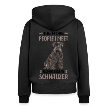 Schnauzer - Frauen Premium Bio Zip Hoodie - Schwarz - Hinten - Julia (174cm)