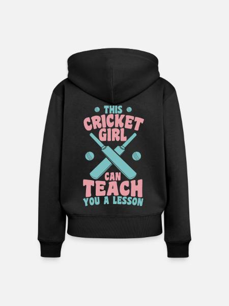 Cricket Mädchen - Frauen Premium Bio Zip Hoodie - Schwarz