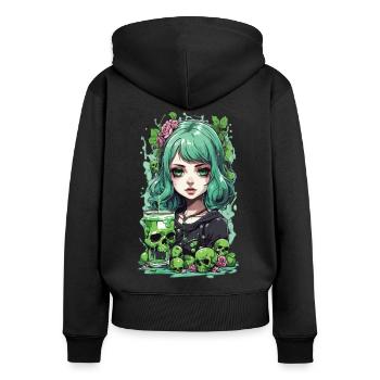 Gothic Poison Girl Anime Cocktail Mystik Design - Frauen Premium Bio Zip Hoodie - Schwarz - Hinten - Julia (174cm)