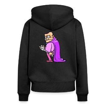 Durchfallmann Motiv "Souverän" - Frauen Premium Bio Zip Hoodie - Schwarz - Hinten - Julia (174cm)