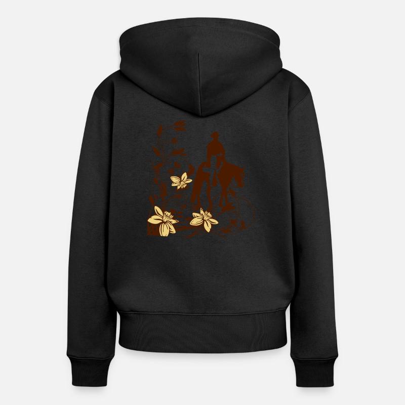 fleurs de cavalier occidental - Sweat à capuche zippé Premium bio Femme - noir