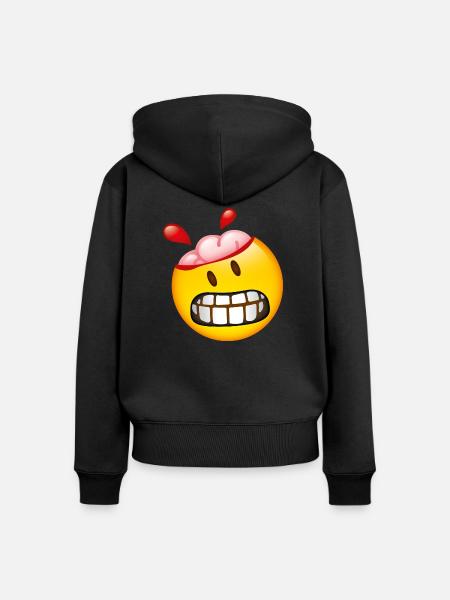 Smiley Brain - Frauen Premium Bio Zip Hoodie - Schwarz